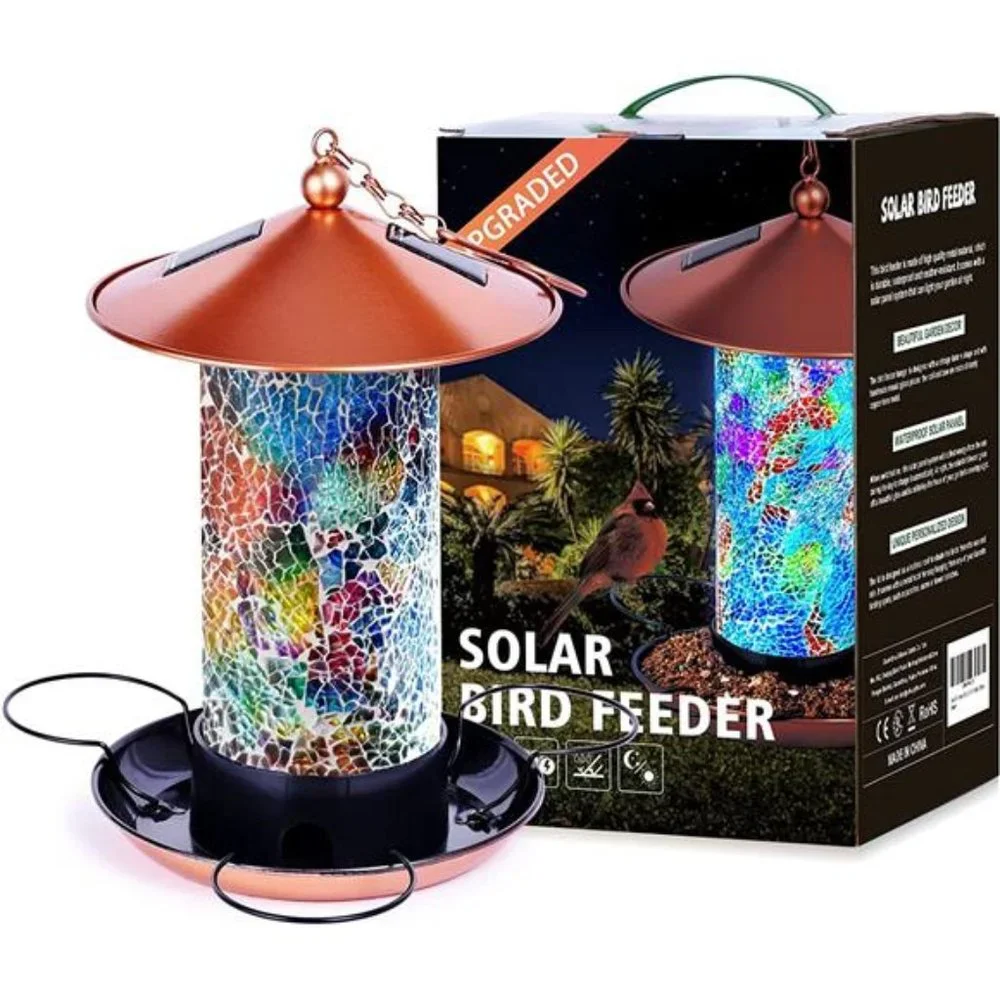 2023 Newest Solar Wild Bird Feeder Hanging for Garden Yard Outside Decoration